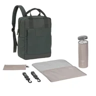 Plecaki - LÄSSIG Plecak do przewijania niemowląt, plecak z podkładką do przewijania, mocowanie do wózka dziecięcego, uchwyt na butelki wyprodukowany w sposób zrównoważony/GRE Vividal Backpack dark Olive - miniaturka - grafika 1