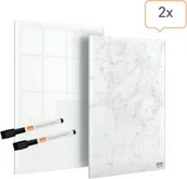 Tablice i flipcharty - Tabliczka suchościeralna 23x15,2cm NOBO SZKLANA - 2 sztuki: 1 x biała i 1 x marmurkowa - miniaturka - grafika 1