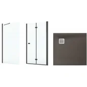 Kabiny prysznicowe - Zestaw Roca Capital kabina prysznicowa 80x80 cm kwadratowa MaxiClean z brodzikiem Terran cafe (AM4508016M, AM4408016M, AP10332032001660) - miniaturka - grafika 1