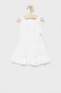 Guess sukienka bawełniana dziecięca kolor biały mini rozkloszowana - Sukienki - miniaturka - grafika 1
