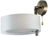 Lampy ścienne - Mdeco Kinkiet LAMPA ścienna DRS8006/1 21QG MDECO abażurowa OPRAWA okrągła do sypiani biała mosiądz DRS8006/1 21QG - miniaturka - grafika 1