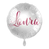Balony i akcesoria - Balon imienny foliowy Laura okrągły pakowany 43 cm - miniaturka - grafika 1