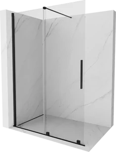 Mexen Velar drzwi prysznicowe rozsuwane Walk-in 140 cm, transparent, czarne - 871-140-000-03-70 - Ścianki i drzwi prysznicowe - miniaturka - grafika 1