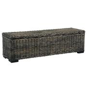 vidaXL Skrzynia, 120 cm, czarna, rattan kubu i lite drewno mango vidaXL