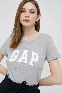 Koszulki sportowe damskie - GAP t-shirt bawełniany kolor szary - Gap - grafika 1