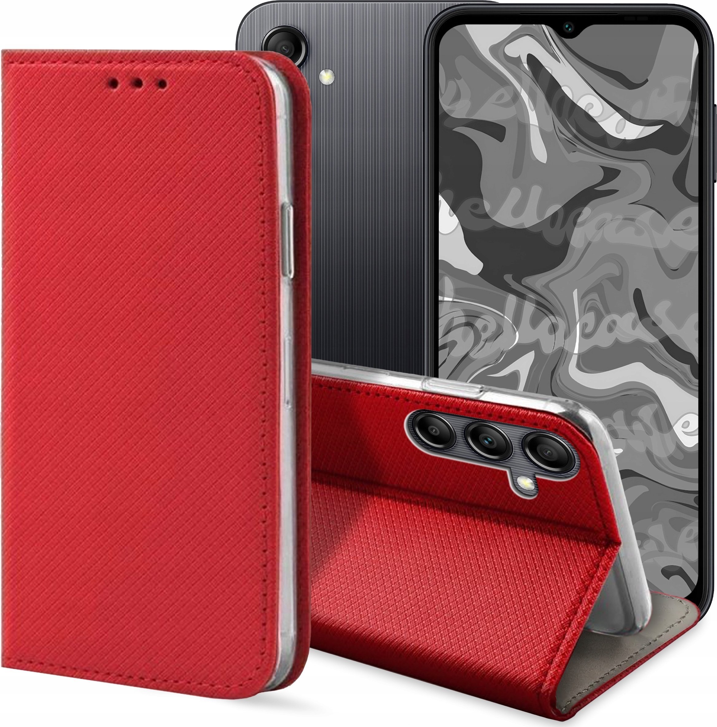 Hello Case ETUI Z KLAPKĄ DO Samsung Galaxy A14 4G / A14 5G CZERWONE MAGNETYCZNE