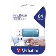 Pendrive - Verbatim USB flash disk, USB 2.0, 64GB, PinStripe, Store N Go, niebieski, 49961, USB A, z wysuwanym złączem - miniaturka - grafika 1