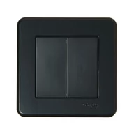 Wyłączniki światła i elektryczne - Schneider Włącznik podwójny SCHODOWY LEONA antracyt - miniaturka - grafika 1