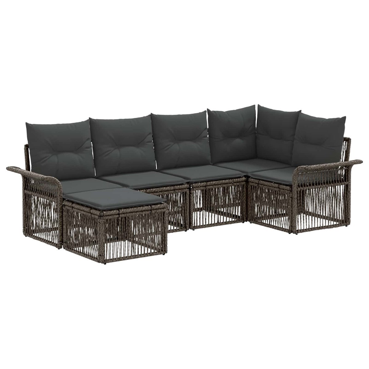 vidaXL Zestaw Sof na Ogród 6 pcs Szary polirattan