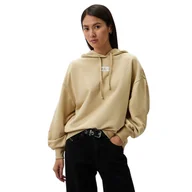 Bluzy damskie - Bluza damska Calvin Klein Jeans z kapturem beżowa-M - miniaturka - grafika 1