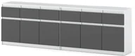 Komody - Komoda Pojemna Szafka Nowoczesna 6 Szuflad Do Salonu 240cm Biała Szara - miniaturka - grafika 1