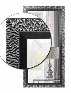 Ekskluzywne lustro w STYLOWEJ czarnej srebrnej drewnianej ramie 130x60 z26 - Lustra - miniaturka - grafika 1