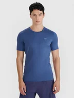 Koszulki sportowe męskie - 4F Koszulka do biegania slim szybkoschnąca męska - granatowa XL - miniaturka - grafika 1