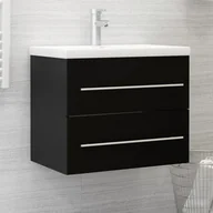 Szafki łazienkowe - Lumarko Szafka z wbudowaną umywalką, czarna, płyta wiórowa - miniaturka - grafika 1