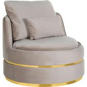 Fotele - Richmond Interiors Fotel Obrotowy KYLIE KHAKI VELVET Beżowy/Złoty Awangardowy/Glamour Salon - miniaturka - grafika 1