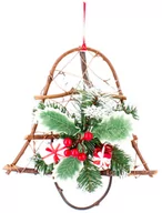 Ozdoby bożonarodzeniowe - Dzwonek Wiszący Drewniany Dekoracyjny Stroik 30 Cm - miniaturka - grafika 1
