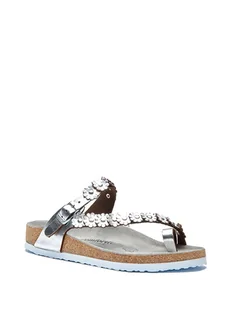 Comfortfusse Skórzane japonki w kolorze srebrnym - Klapki i japonki damskie - miniaturka - grafika 1