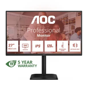 AOC E4 Q27E4U 27" Quad HD LED Czarny Q27E4U - Monitory - miniaturka - grafika 1