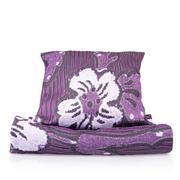 Narzuty - Zestaw narzuta na kanapę 160x200 i dwie poszewki fioletowa kwiaty - miniaturka - grafika 1