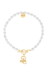 Bransoletka z pereł z pozłacanym znakiem zodiaku Skorpion 17 cm - Bransoletki - miniaturka - grafika 1