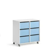 Meble do szkół i przedszkoli - Regał szkolny CASPER, 6 szuflad, biały, błękitny - miniaturka - grafika 1
