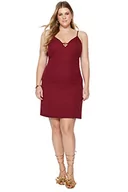 Sukienki - Trendyol Damska sukienka mini skater dopasowana tkana sukienka plus size, bordowa, 44, Burgund, 70 - miniaturka - grafika 1