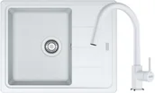 Zlewozmywaki z baterią - Zestaw granitowy Franke Zlewozmywak Maris MRG 611-62 + Bateria Lina pull-out Biały polarny  ! - miniaturka - grafika 1