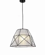 Lampy ścienne - BONETI lampa wisząca z białym abażurem w drucianym stelażu E27 - miniaturka - grafika 1