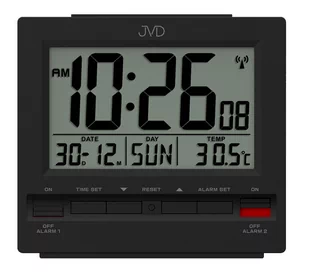 JVD Budzik RB9371.2 Termometr, dwa alarmy, DCF77 - czarny RB9371.2 - Zegary - miniaturka - grafika 1