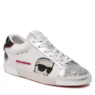 Sneakersy KARL LAGERFELD KL60136F Off White Text Lthr w/Silver - Sneakersy damskie - miniaturka - grafika 1