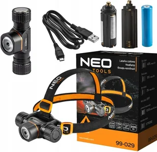 Latarka Czołowa Akumulatorowa Neo Akumulator Usb Led Czołówka Usb 2000lm - Latarki - miniaturka - grafika 1