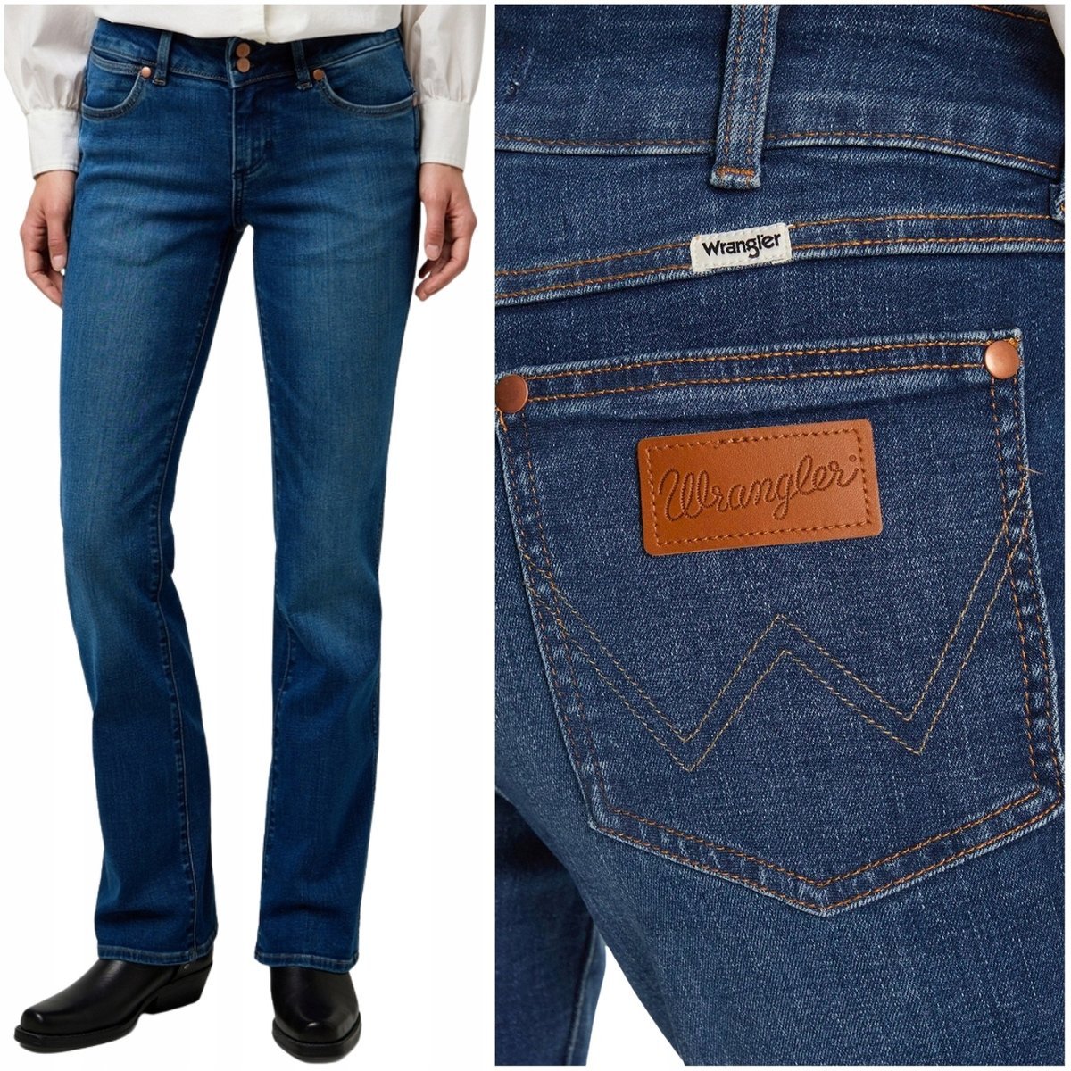Wrangler LOW RISE BOLD BOOT rozszerzane damskie spodnie jeansowe W25 L32