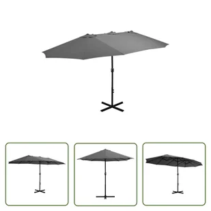 The Living Store Parasol ogrodowy na słupku aluminiowym - 460x270 cm - antracytowy - Parasol - Parasole ogrodowe - miniaturka - grafika 1