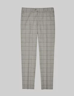 Spodnie męskie - spodnie do zestawu alia szare w kratę slim fit - grafika 1
