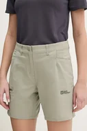 Spodnie sportowe damskie - Jack Wolfskin szorty outdoorowe Prelight Stride kolor zielony gładkie high waist A63785 - miniaturka - grafika 1