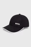 Czapki męskie - Boss Green czapka z daszkiem bawełniana kolor czarny gładka - miniaturka - grafika 1