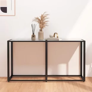shumee shumee Konsola biały marmur 140x35x75,5 cm szkło hartowane - Konsole i sekretarzyki - miniaturka - grafika 1