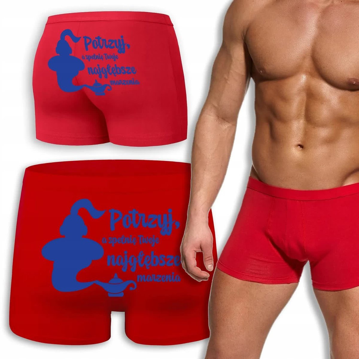 BOKSERKI CZERWONE Prezent Walentynki POTRZYJ SPEŁNIĘ NAJGŁĘBSZE MARZENIA XL