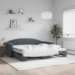 Sofa rozsuwana, ciemnoszara, 100x200 cm, aksamit Lumarko! - Łóżka - miniaturka - grafika 1