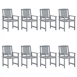 vidaXL Lumarko Krzesła ogrodowe, poduszki, 8 szt., lite drewno akacjowe, szare! 3078236 - Fotele i krzesła ogrodowe - miniaturka - grafika 1