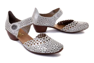 RIEKER 43753-90 silver/platinum, sandały damskie - Rieker - Czółenka - miniaturka - grafika 1