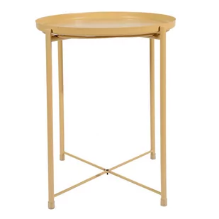 Stolik okrągły metalowy w stylu Loft - żółty - Ławy i stoliki kawowe - miniaturka - grafika 1