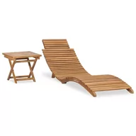 Leżaki ogrodowe - vidaXL Składany leżak ze stolikiem, lite drewno tekowe 310666 - miniaturka - grafika 1