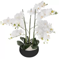 Sztuczne kwiaty - Atmosphera Sztuczna roślina ORCHIDEE czarna doniczka 65 cm - miniaturka - grafika 1