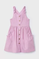 Sukienki i spódniczki dla dziewczynek - Mayoral sukienka lniana dziecięca kolor fioletowy mini rozkloszowana - miniaturka - grafika 1