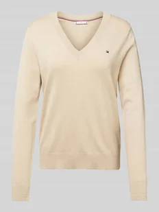Sweter z dzianiny z prążkowanymi wykończeniami - Swetry damskie - miniaturka - grafika 1