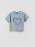 Bluzki dla niemowląt - Reserved - Bawełniany t-shirt z aplikacją - jasnoniebieski - miniaturka - grafika 1