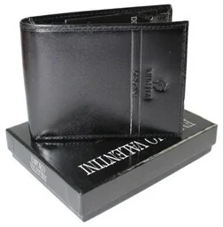 Portfel Męski Skórzany EMPORIO VALENTINI Duży Skóra Bydlęca Poziomy Jedno Skrzydełko 563-292E CZARNY 12,5 x 10 x 2,5 [cm] - Portfele - miniaturka - grafika 1