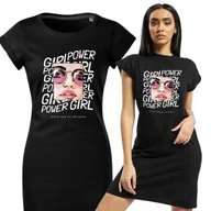 Koszule damskie - PIŻAMA DAMSKA CZARNA Koszula Nocna Wygodna Na Prezent GIRL POWER Wzory - M - miniaturka - grafika 1