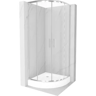 Mexen Rio kabina prysznicowa półokrągła 70x70 cm, transparent, chrom + brodzik Rio, biały - Kabiny prysznicowe - miniaturka - grafika 1